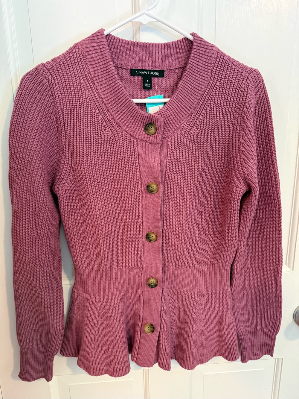 41 Hawthorn Dusty Rose Peplum Button Cardigan